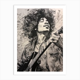 Jimi Hendrix B&W 6 Art Print
