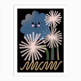 Happy Cloud And Dandelions Art Print