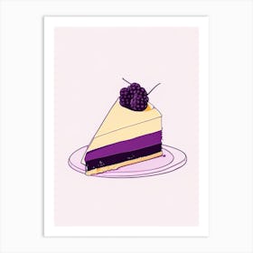 Blackberry Cheesecake Dessert Minimal Line Drawing Flower Art Print