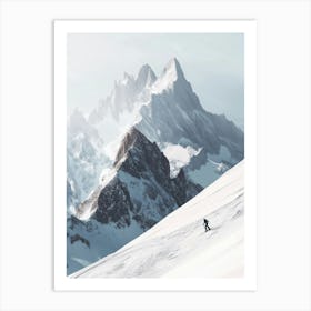 Skier On A Snowy Mountain Art Print