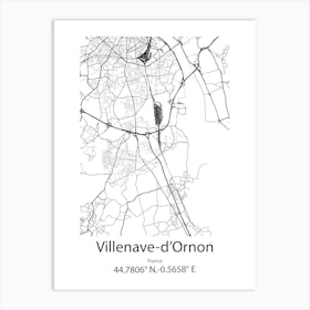 Villenave D Ornon,France Minimalist Map Art Print