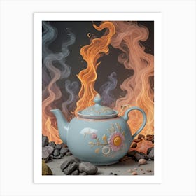 Teapot On Fire Art Print