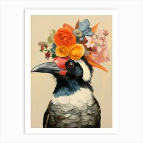 Bird With A Flower Crown Magpie 3 Art Print