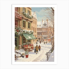 Vintage Winter Illustration Quebec City Canada 3 Art Print