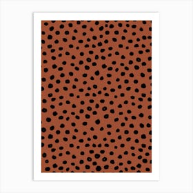 Leopard Print Dots Black And Terracotta Art Print