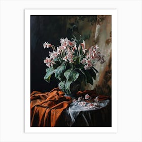 Baroque Floral Still Life Cyclamen 4 Art Print