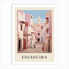 Essaouira Morocco 3 Vintage Pink Travel Illustration Poster Art Print