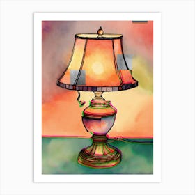 Lamp On A Table Art Print