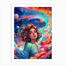 Girl In Space Art Print