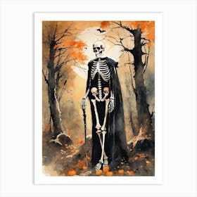 Vintage Halloween Gothic Skeleton Painting (5) Art Print