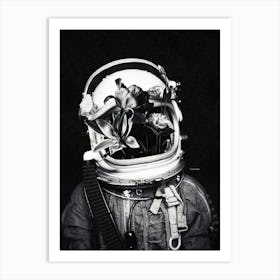 Astronauts And Flowers Art Print