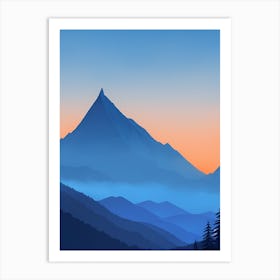 Misty Mountains Vertical Composition In Blue Tone 7 Art Print