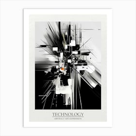 Technology Abstract Black And White 8 Poster Art Print