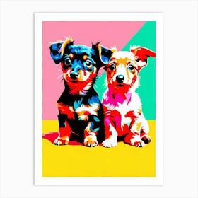 Dachshund Pups, This Contemporary art brings POP Art and Flat Vector Art Together, Colorful Art, Animal Art, Home Decor, Kids Room Decor, Puppy Bank - 157th Art Print