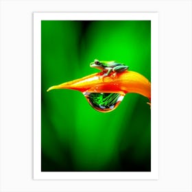 Macro Photography Of A Water Droplet Encapsulating A Thriving Miniature Tropical Rainforest With A 2 Art Print