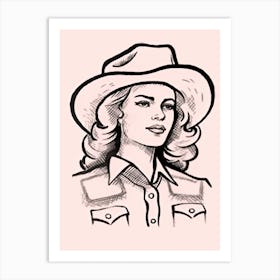 Cowgirl Portrait Pink 1 Art Print