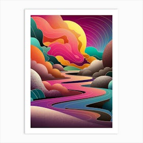 A Vibrant And Colorful Abstract Landscape Art Print