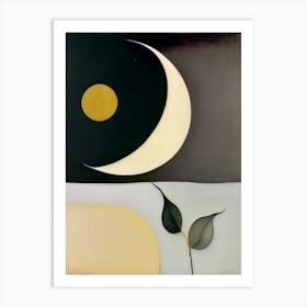 Crescent Moon And Lotus 1, Abstract Painting Art Print