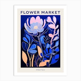 Blue Flower Market Poster Protea 3 Art Print