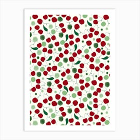 Cherries Dots Leaves Art Print