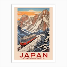 Tateyama Kurobe Alpine Route, Visit Japan Vintage Travel Art 3 Art Print