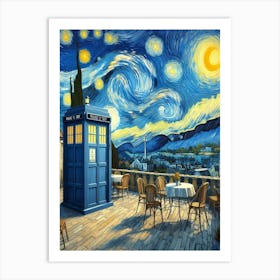 Tardis On The Terrace At Arles - Van Gogh inspired Art Print 3 Art Print