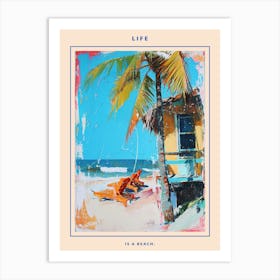 Retro Beach Scene Poster 6 Art Print