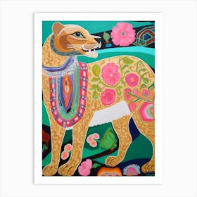 Maximalist Animal Painting Cougar 3 Art Print