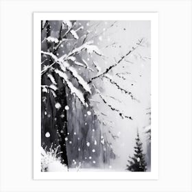 Winter, Snowflakes, Black & White 3 Art Print