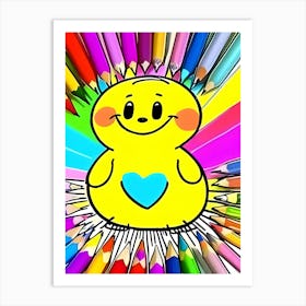 Yellow Bird With A Heart-Reimagined Art Print