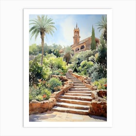 Park Gell Spain Watercolour Painting 1  Art Print