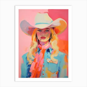 Colourful Abstract Blonde Cowgirl Art Print