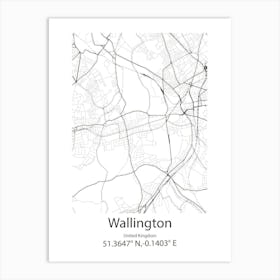 Wallington,United Kingdom Minimalist Map Póster