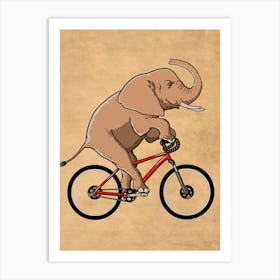 Cicling elephant Art Print