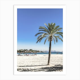 Palm Tree On The Beach Art Print