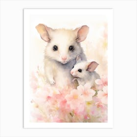 Light Watercolor Painting Of A Baby Possum 2 Art Print