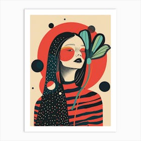 Girl With Flower 1 Art Print