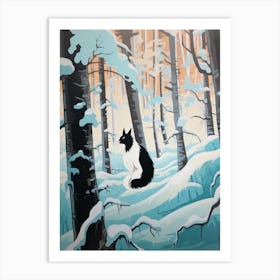 Winter Skunk 1 Illustration Art Print