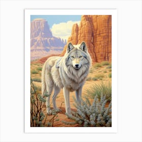 Himalayan Wolf Desert Scenery 1 Art Print