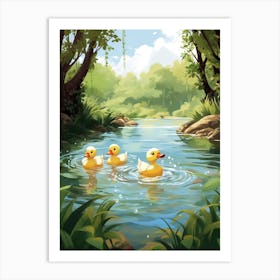 Ducklings In The Woodlands 3 Art Print