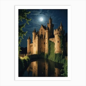 Castle At Night Photo Art Print