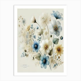 Dry Bouquet Art Blue Flowers Canvas Print Art Print