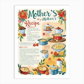 Mother'S Recipe Kitchen Illustration  Art Print