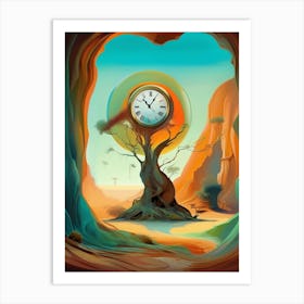 Clock In The Desert 4 Art Print