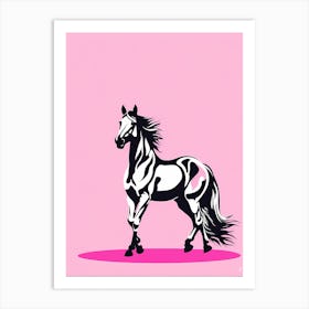 horse On Solid pin Background, modern animal art, Art Print