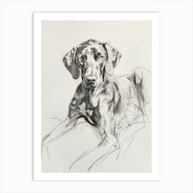 Vizsla Dog Charcoal Line 2 Art Print