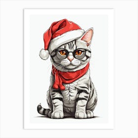 Christmas Cat Art Print