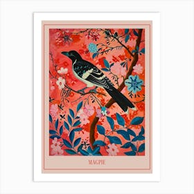 Floral Animal Painting Magpie 3 Poster Art Print