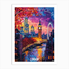 London City Skyline, abstract cubism vibrant Poster Art Print