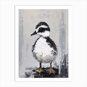 Black & Grey Abstract Duckling Gouache 1 Art Print